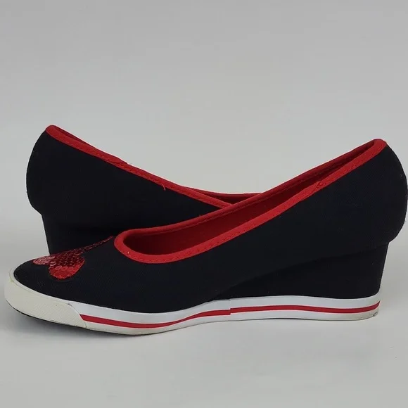 Disney Mickey Mouse Wedge Shoes Sequins and Canvas Size 9 - Picture 9 of 12
